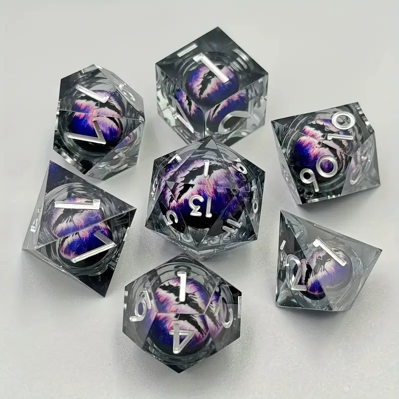 Dragon King's Eye RPG Dice Set (Black/Purple)-1