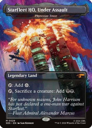 Starfleet HQ, Under Assault - Phyrexian Tower (Borderless) (SDS-029) - Star Trek: Stardates-1
