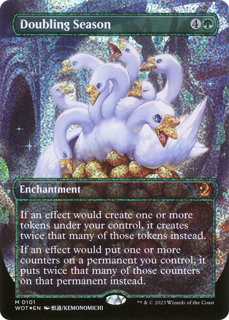 Doubling Season (Anime Borderless) (Confetti Foil) [Wilds of Eldraine: Enchanting Tales]-1