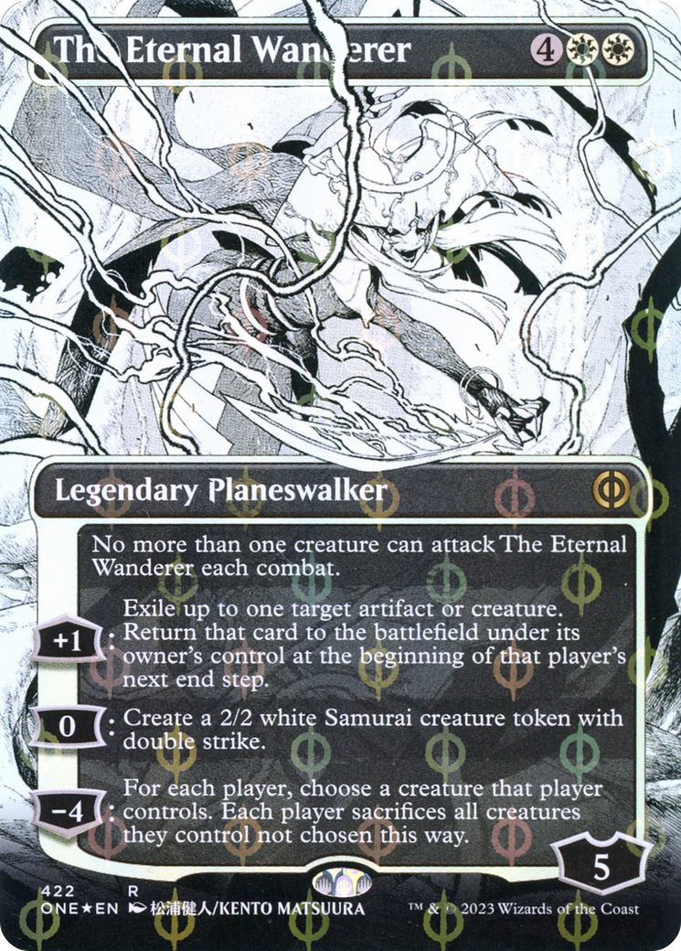 The Eternal Wanderer (Borderless Manga Step-and-Compleat Foil) [Phyrexia: All Will Be One]-1