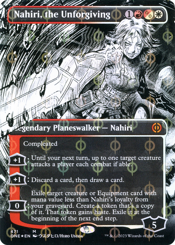 Nahiri, the Unforgiving (Borderless Manga Step-and-Compleat Foil) [Phyrexia: All Will Be One]-1