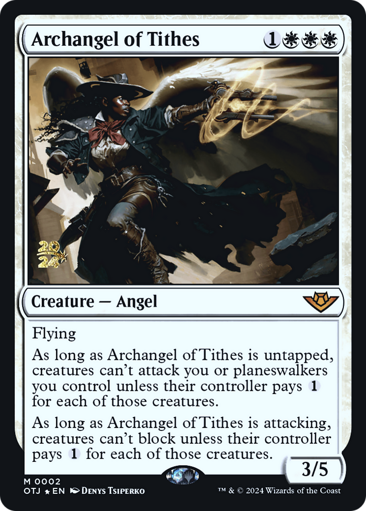 Archangel of Tithes [Outlaws of Thunder Junction Prerelease Promos]-1