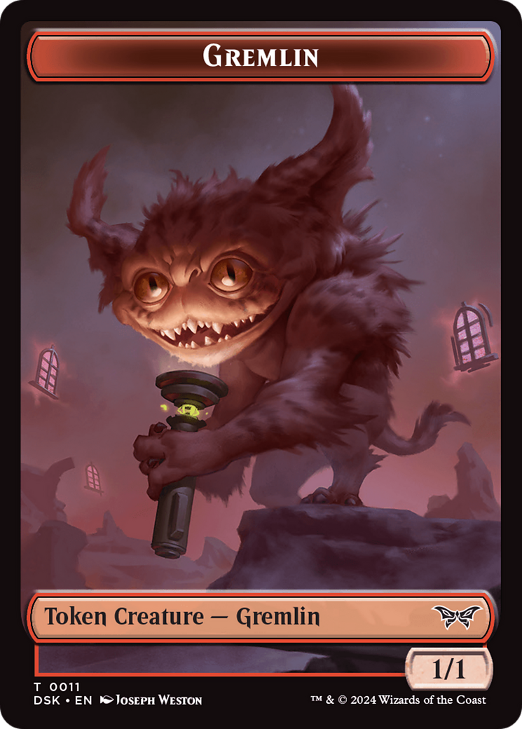 Emblem - Kaito, Bane of Nightmares // Gremlin Double-Sided Token [Duskmourn: House of Horror Tokens]-2