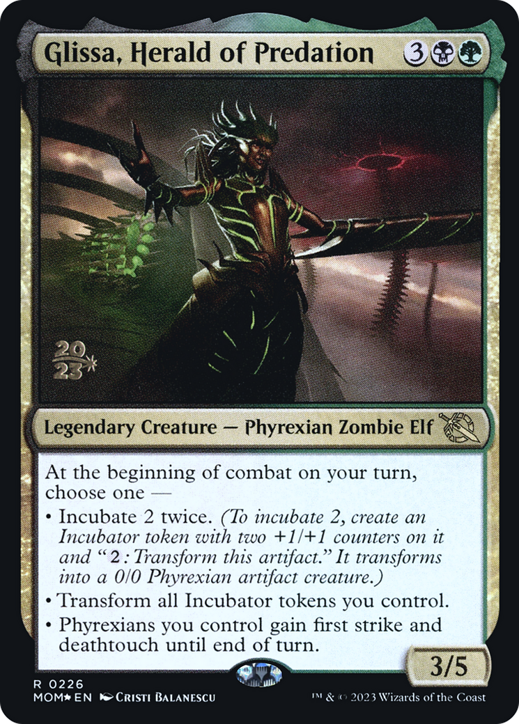 Glissa, Herald of Predation [March of the Machine Prerelease Promos]-1