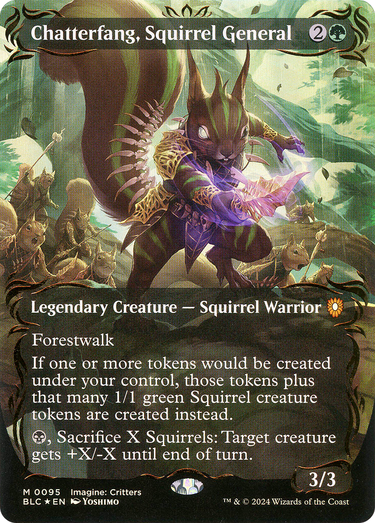 Chatterfang, Squirrel General (Borderless) (Raised Foil) [Bloomburrow Commander]-1