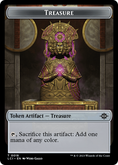 Treasure (0018) // Dinosaur (0009) Double-Sided Token [The Lost Caverns of Ixalan Tokens]-1