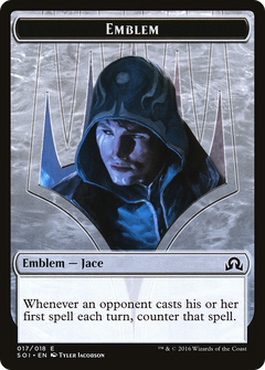 Jace, Unraveler of Secrets Emblem [Shadows over Innistrad Tokens]-1