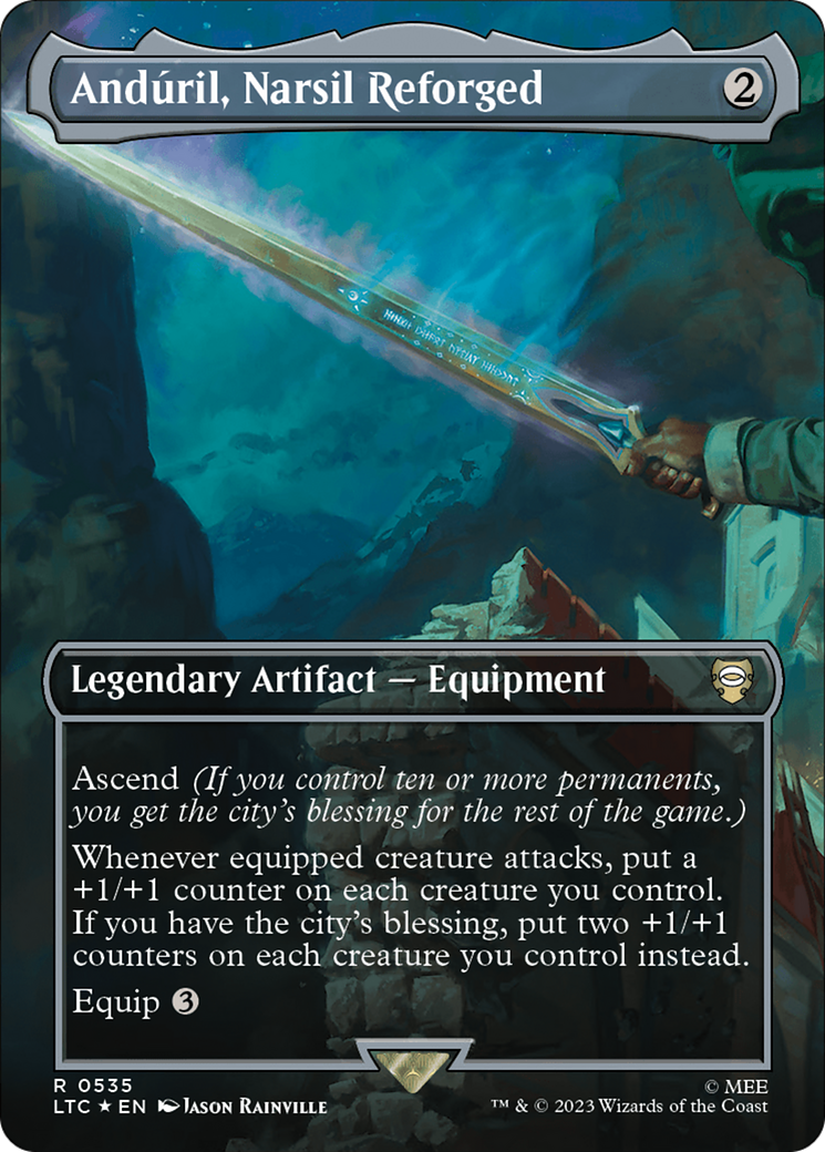 Anduril, Narsil Reforged (Borderless) (Surge Foil) [The Lord of the Rings: Tales of Middle-Earth Commander]-1