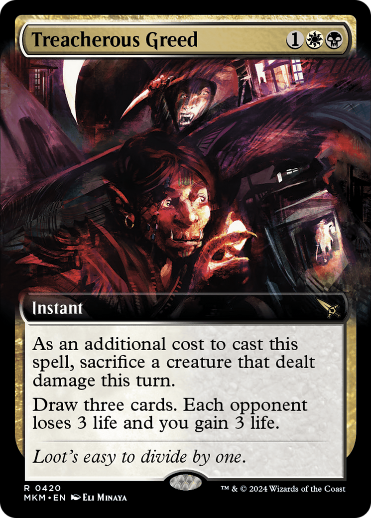 Treacherous Greed (Extended Art) (MKM-420) - Murders at Karlov Manor: (Extended Art) Foil-1