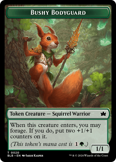Emblem - Ral, Crackling Wit // Bushy Bodyguard Double-Sided Token [Bloomburrow Tokens]-2