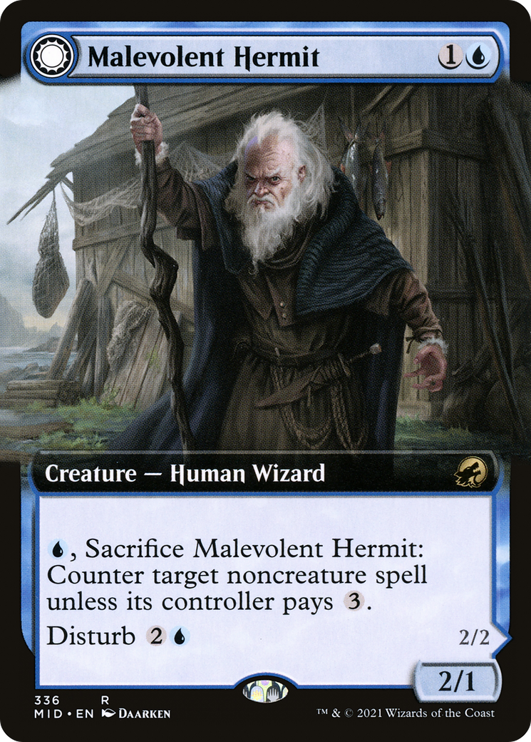 Malevolent Hermit // Benevolent Geist (Extended Art) [Innistrad: Midnight Hunt]-3