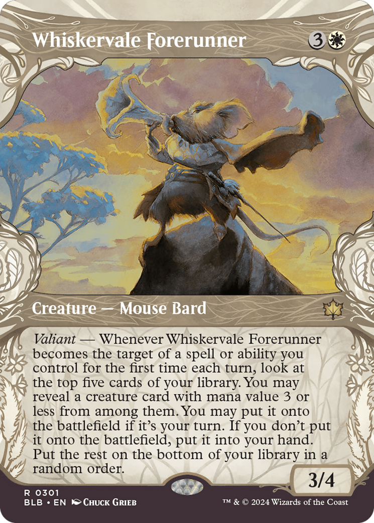 Whiskervale Forerunner (Showcase) (BLB-301) - Bloomburrow: (Showcase) (Borderless) Foil-1