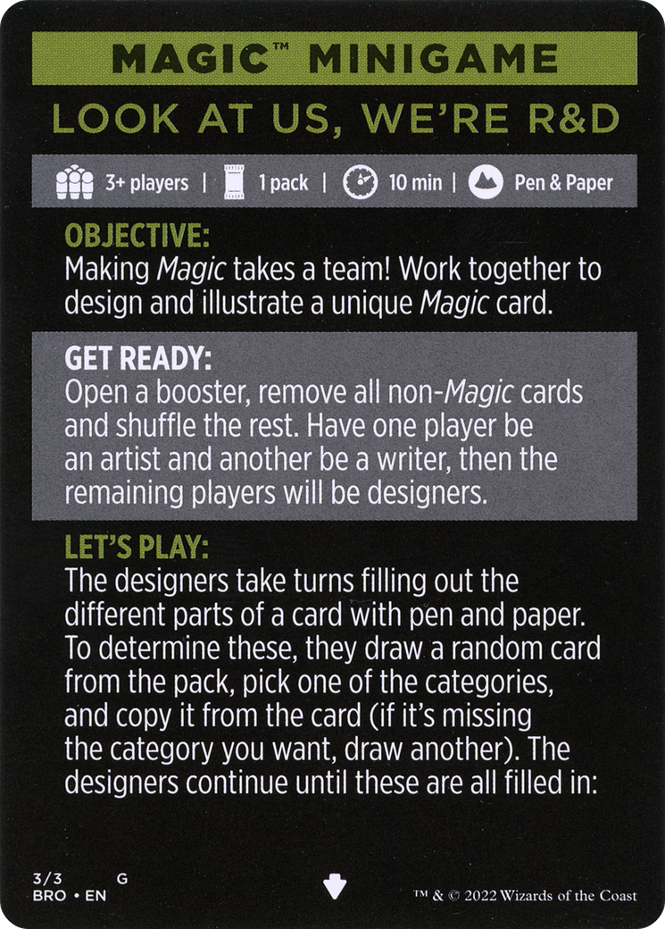 Look at Us, We're R&D // Look at Us, We're R&D (cont'd) (MBRO-003) - The Brothers' War Minigames Foil-1