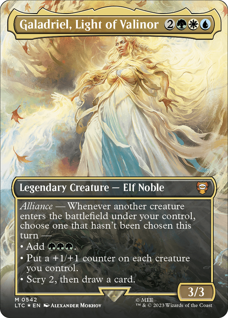 Galadriel, Light of Valinor (Borderless) (Surge Foil) [The Lord of the Rings: Tales of Middle-Earth Commander]-1
