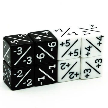 Positive Negative Dice +1+1/-1-1 Black and White