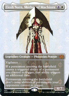 Elesh Norn, Mother of Machines (Borderless Concept Praetors Step-and-Compleat Foil) [Phyrexia: All Will Be One]-1