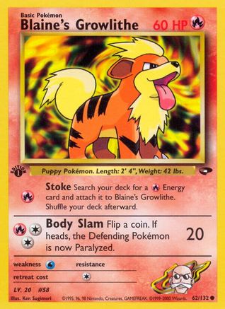 Blaine's Growlithe (62/132) [Gym Challenge 1st Edition]-1