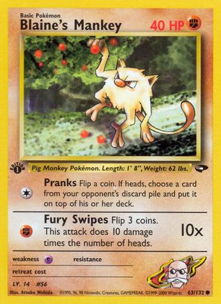 Blaine's Mankey (63/132) [Gym Challenge 1st Edition]-1