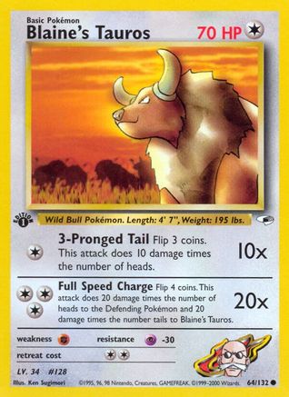 Blaine's Tauros (64/132) [Gym Heroes Unlimited]-1