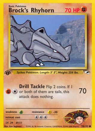 Brock's Rhyhorn (70/132) [Gym Heroes 1st Edition]-1