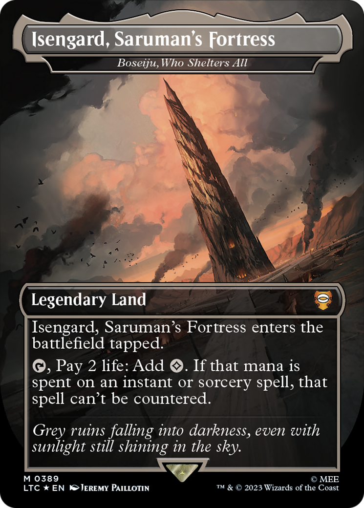 Isengard, Saruman's Fortress - Boseiju, Who Shelters All (Surge Foil Realms and Relics) [The Lord of the Rings: Tales of Middle-Earth Commander]-1