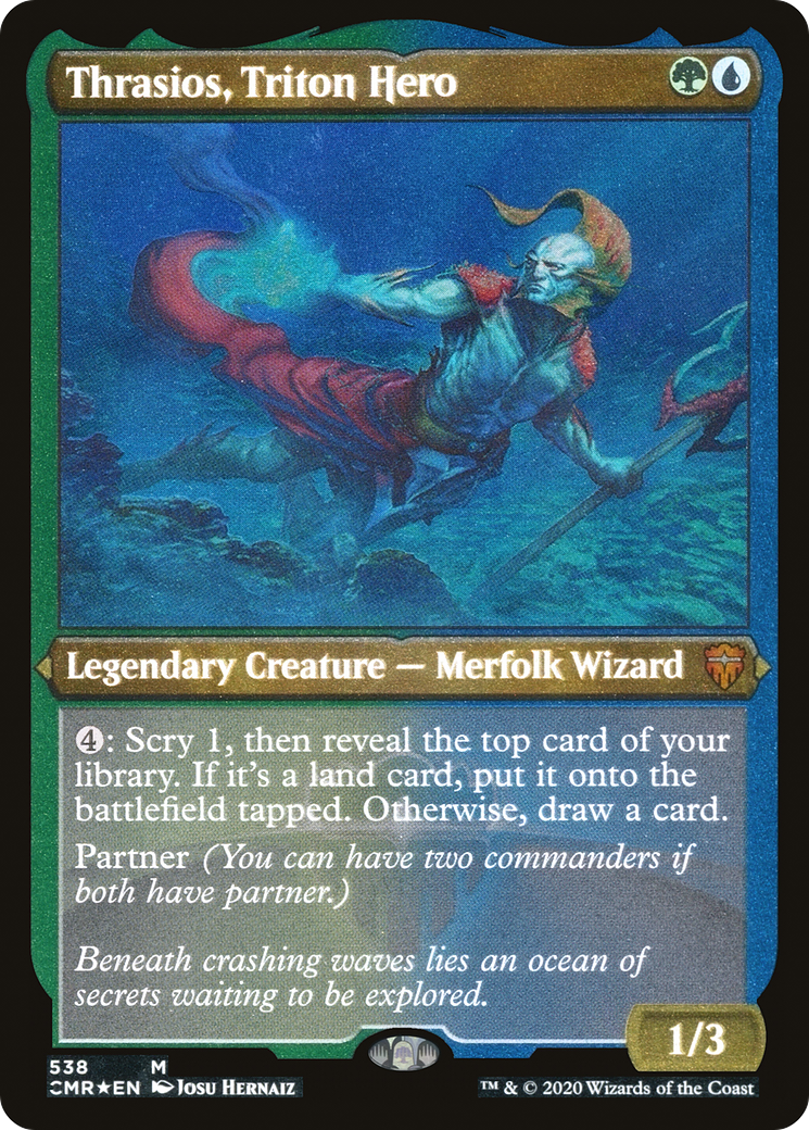 Thrasios, Triton Hero (Etched) [Commander Legends]-1