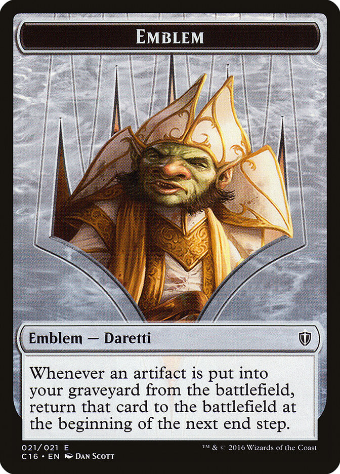 Daretti, Scrap Savant Emblem // Thopter Double-Sided Token [Commander 2016 Tokens]-1