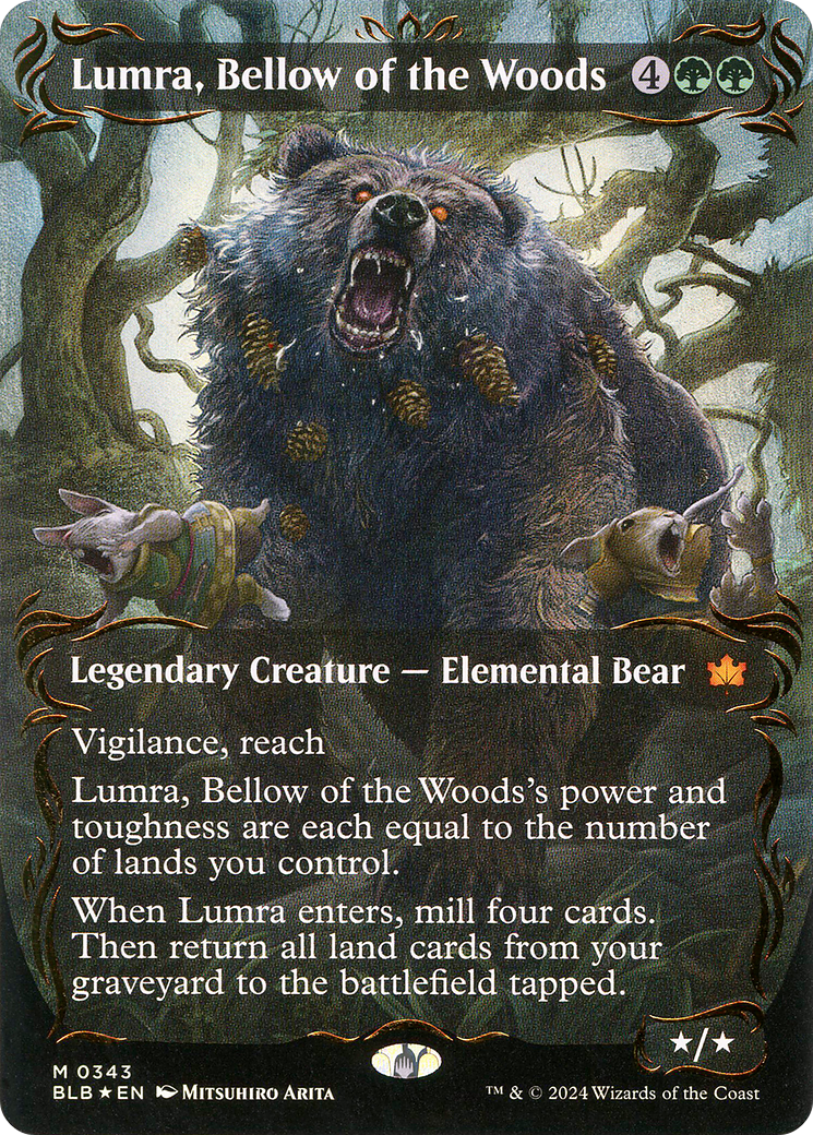 Lumra, Bellow of the Woods (Borderless) (Raised Foil) [Bloomburrow]-1