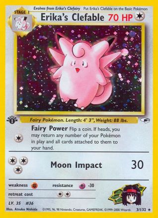 Erika's Clefable 003  - Unlimited Holofoil Gym Heroes - Holo Rare-1