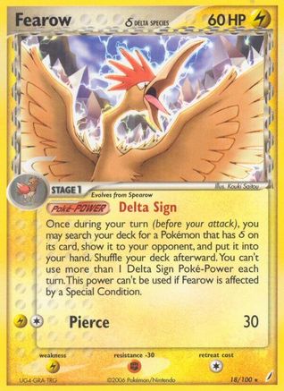 Fearow (18/100) (Delta Species) (Stamped) [EX: Crystal Guardians]-1
