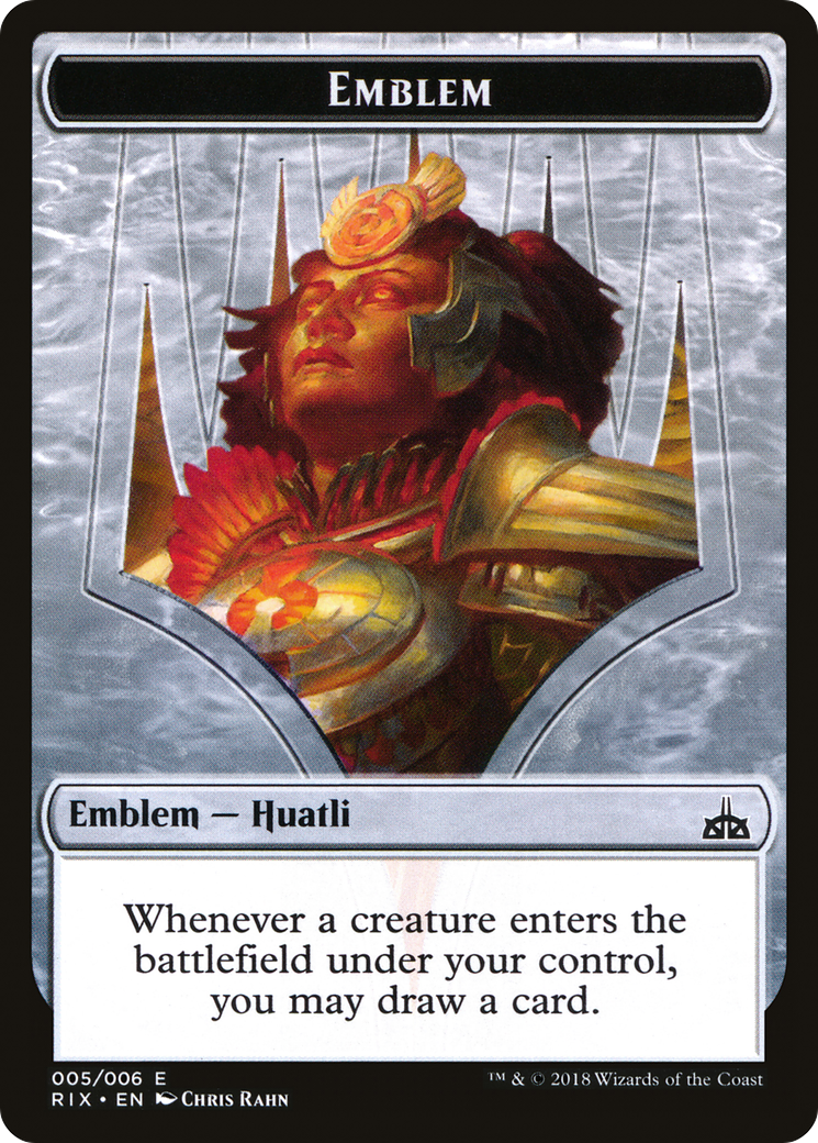 Huatli, Radiant Champion Emblem [Rivals of Ixalan Tokens]-1