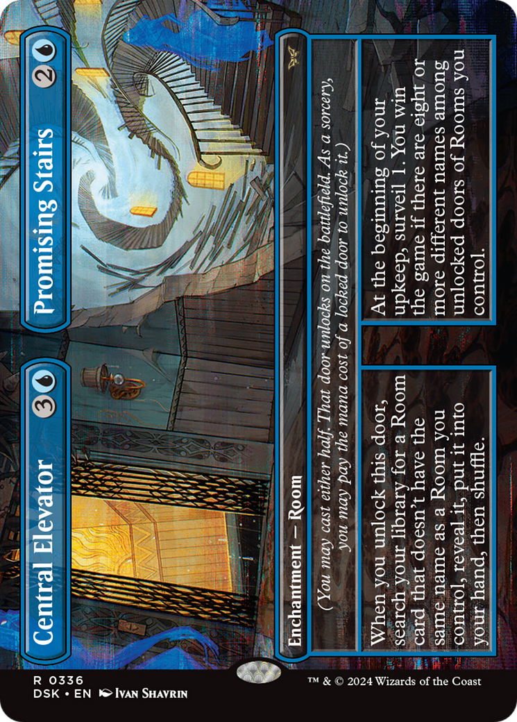 Central Elevator // Promising Stairs (Borderless) [Duskmourn: House of Horror]-1