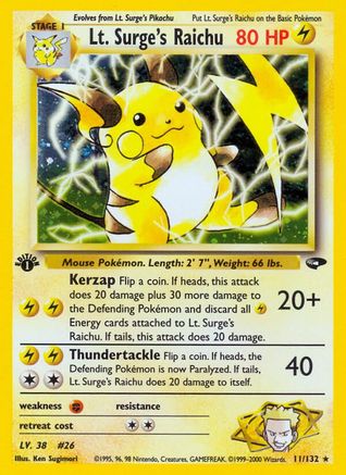 Lt. Surge's Raichu (11/132) [Gym Challenge 1st Edition]-1