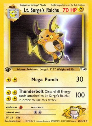 Lt. Surge's Raichu (28/132) [Gym Heroes 1st Edition]-1