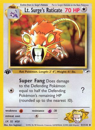 Lt. Surge's Raticate (51/132) [Gym Heroes 1st Edition]-1