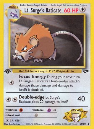 Lt. Surge's Raticate (53/132) [Gym Challenge 1st Edition]-1