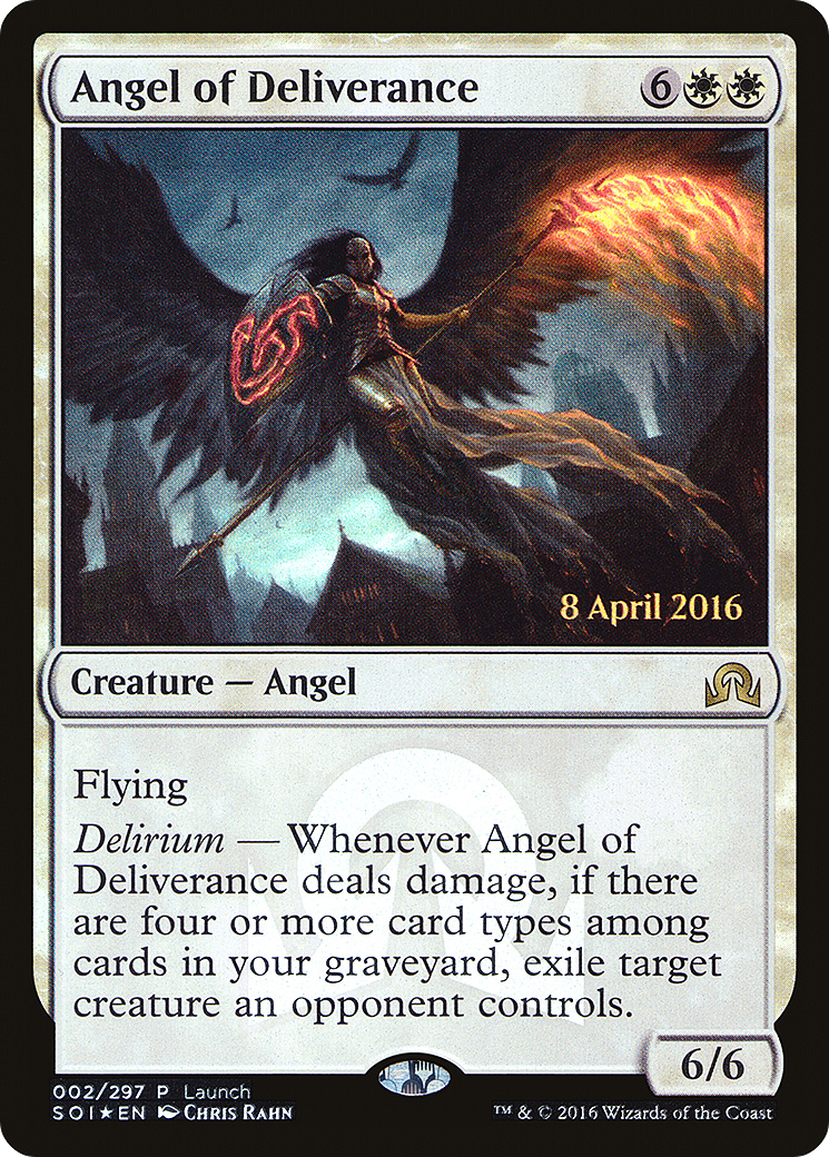 Angel of Deliverance (Launch) [Shadows over Innistrad Promos]-1
