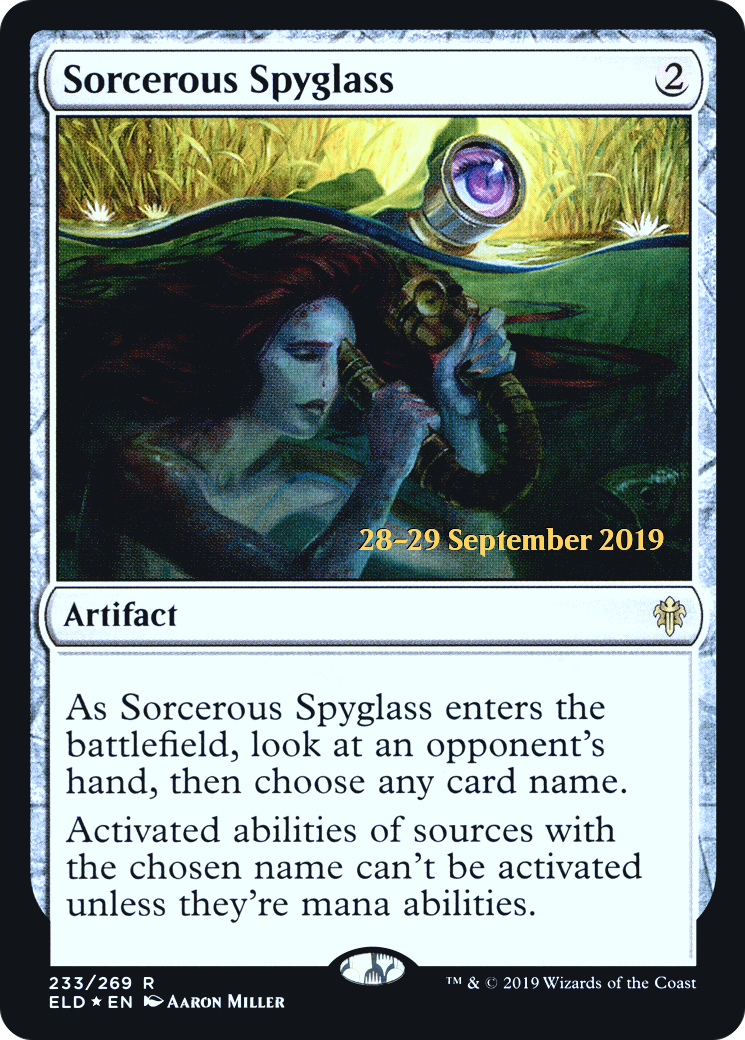 Sorcerous Spyglass [Throne of Eldraine Prerelease Promos]-1