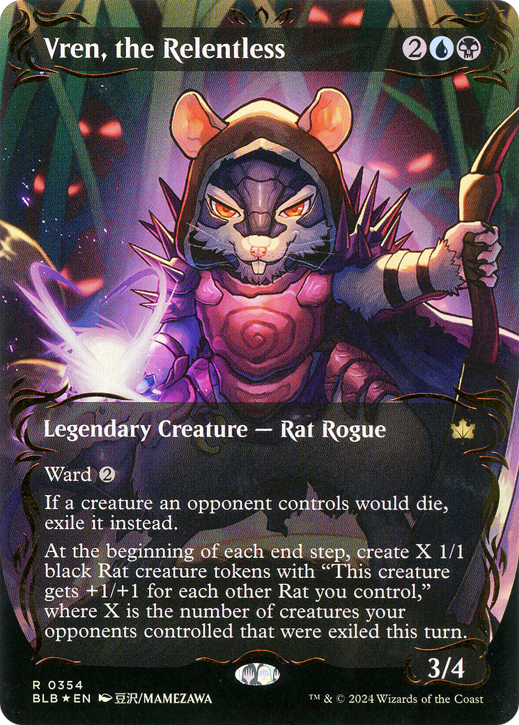 Vren, the Relentless (Borderless) (Raised Foil) (BLB-354) - Bloomburrow: (Showcase) (Borderless) Foil-1
