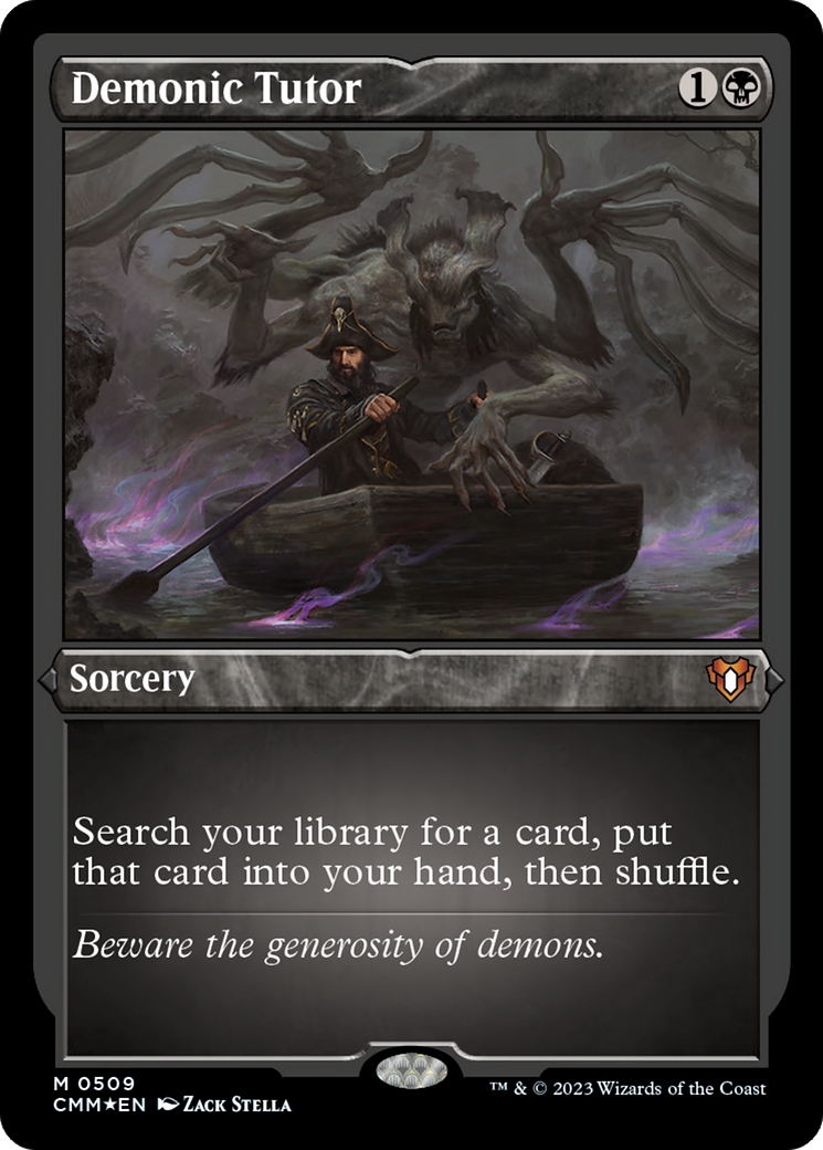 Demonic Tutor (CMM-509) - Commander Masters Etched Foil-1