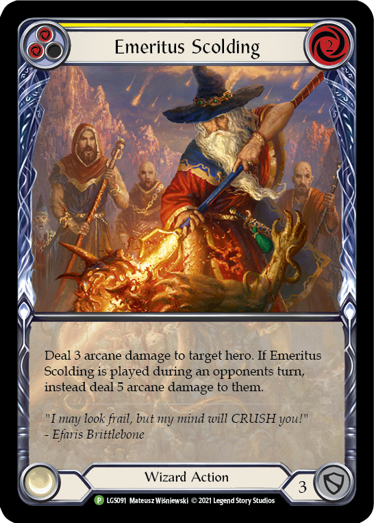 Emeritus Scolding (Yellow Extended Art) [LGS091] (Promo)  Rainbow Foil-1
