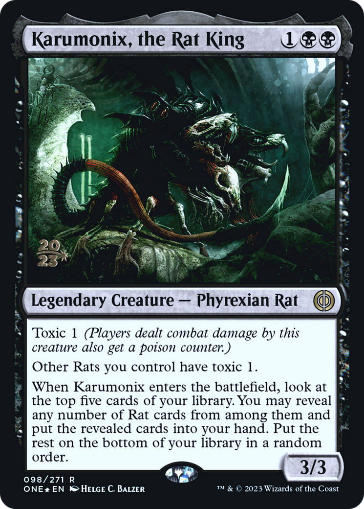Karumonix, the Rat King [Phyrexia: All Will Be One Prerelease Promos]-1