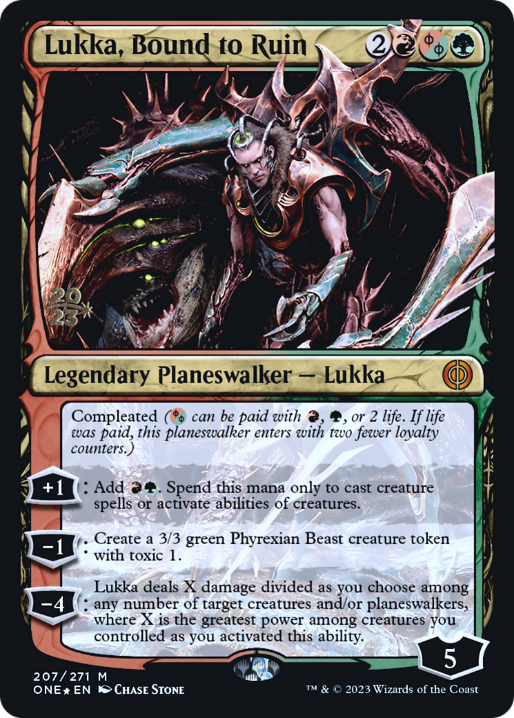 Lukka, Bound to Ruin [Phyrexia: All Will Be One Prerelease Promos]-1