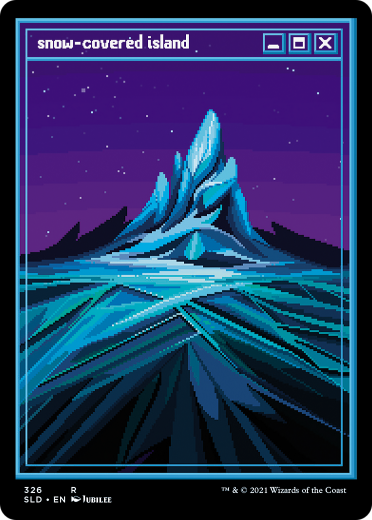 Snow-Covered Island (PixelSnowLands.jpg) (SLD-326) - Secret Lair Drop Etched Foil-1