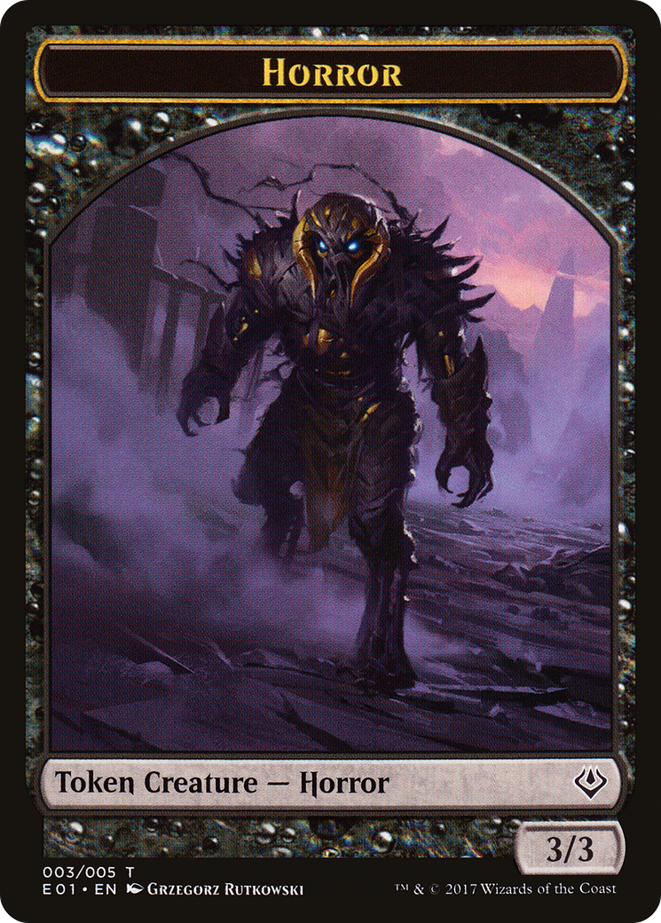 Horror // Zombie Double-Sided Token [Archenemy: Nicol Bolas Tokens]-3