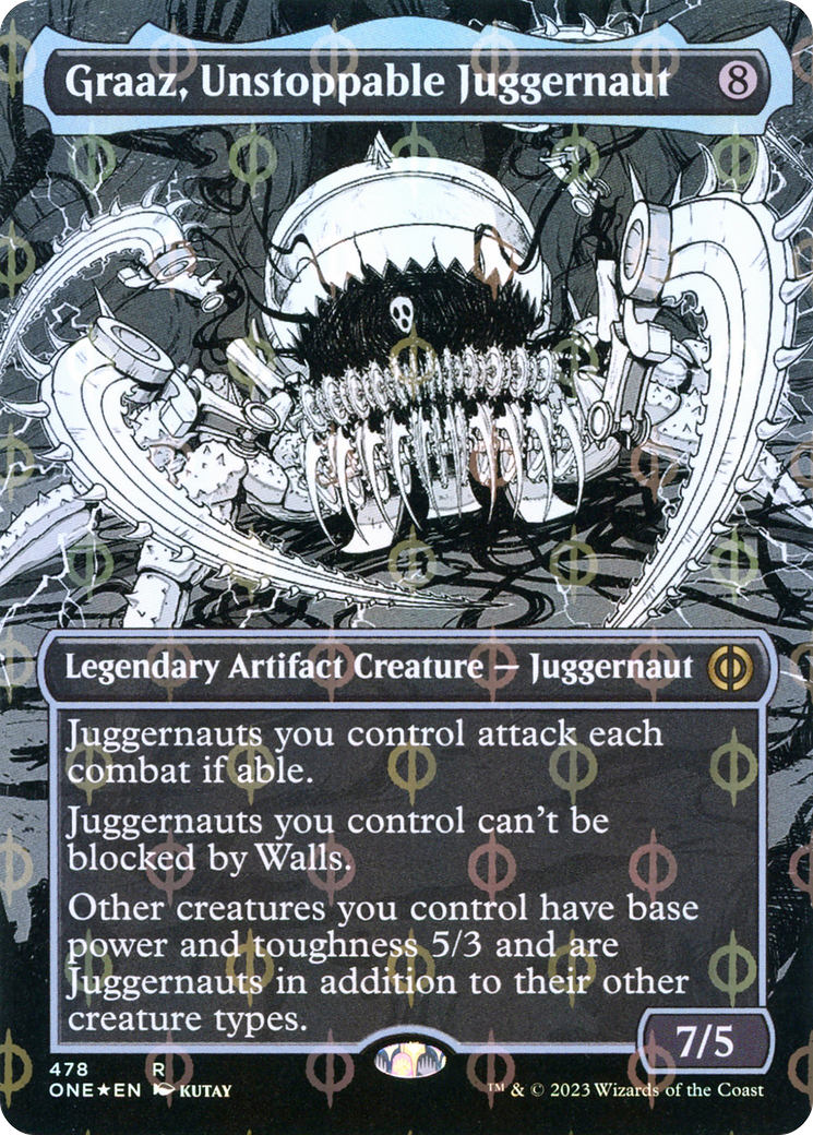 Graaz, Unstoppable Juggernaut (Borderless Manga Step-and-Compleat Foil) [Phyrexia: All Will Be One]-1