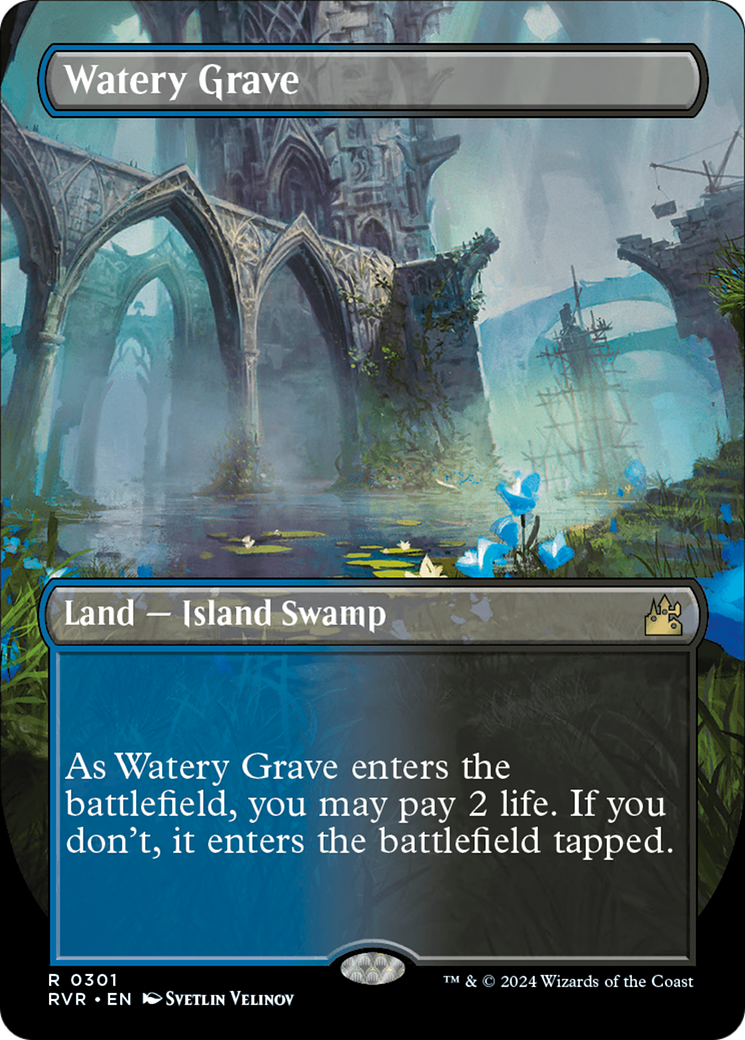 Watery Grave (Borderless) (RVR-301) - Ravnica Remastered (Borderless) Foil-1