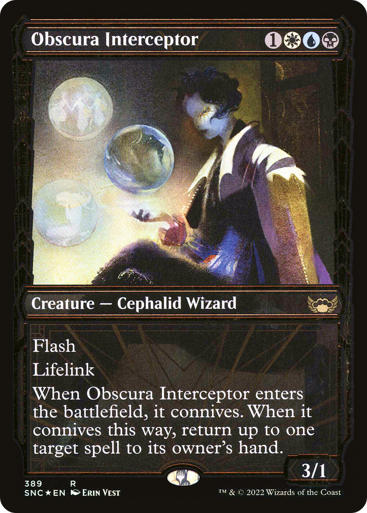 Obscura Interceptor (Showcase Golden Age Gilded Foil) [Streets of New Capenna]-1
