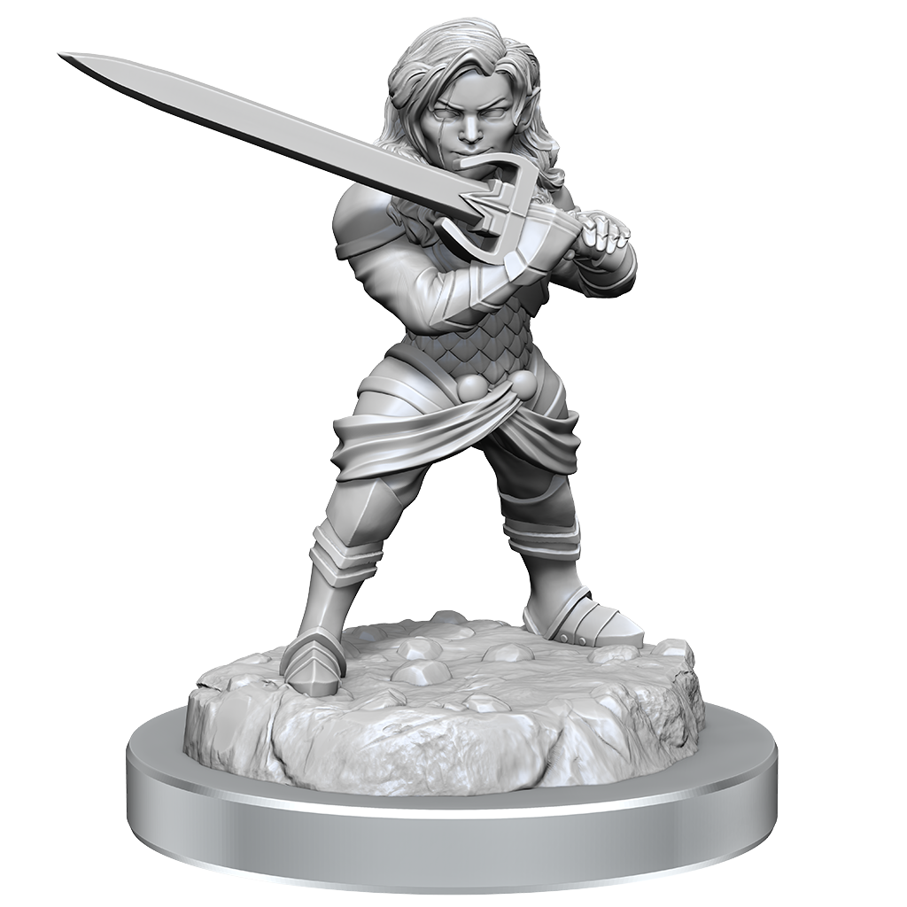 Critical Role Unpainted Miniatures Human Wizard Female & Halfling Holy Warrior Female