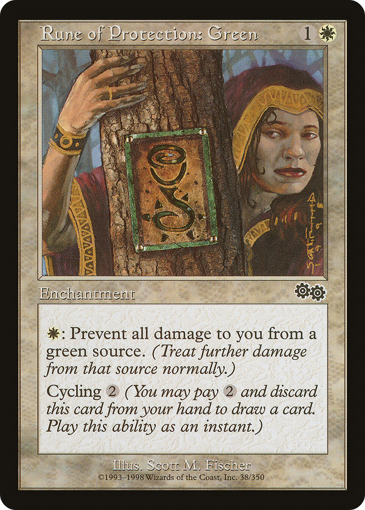 Rune of Protection: Green [Urza's Saga]-1
